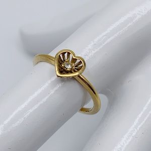 Vintage 18K HGE Petite CZ Stone Heart Ring Size 6